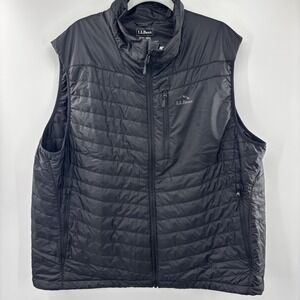 L.L. Bean PrimaLoft Packaway Vest Mens 3XL Black Puffer Full Zip Outdoor